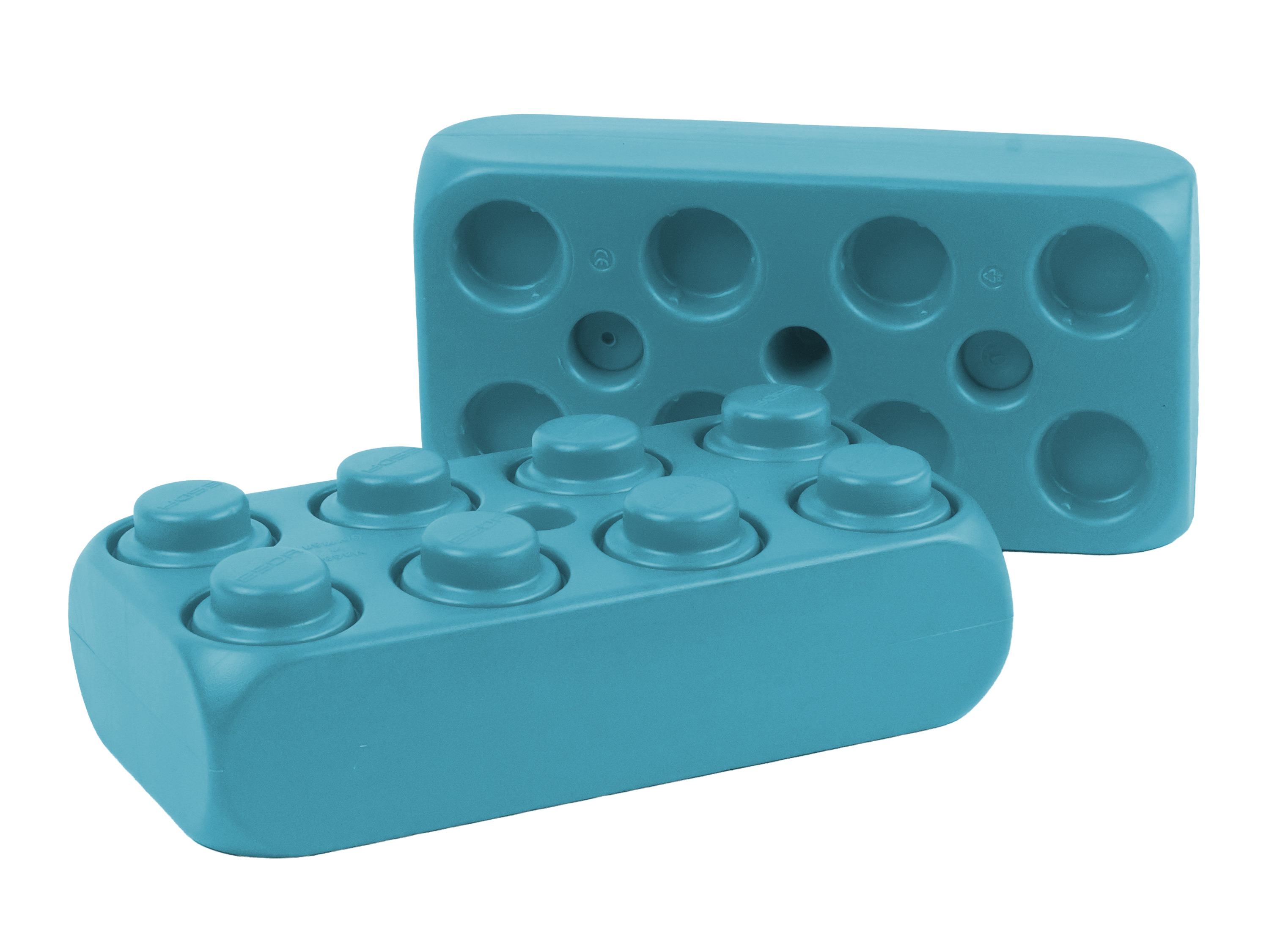 XXL Spielbaustein achter Vorder- und Rückansicht türkis