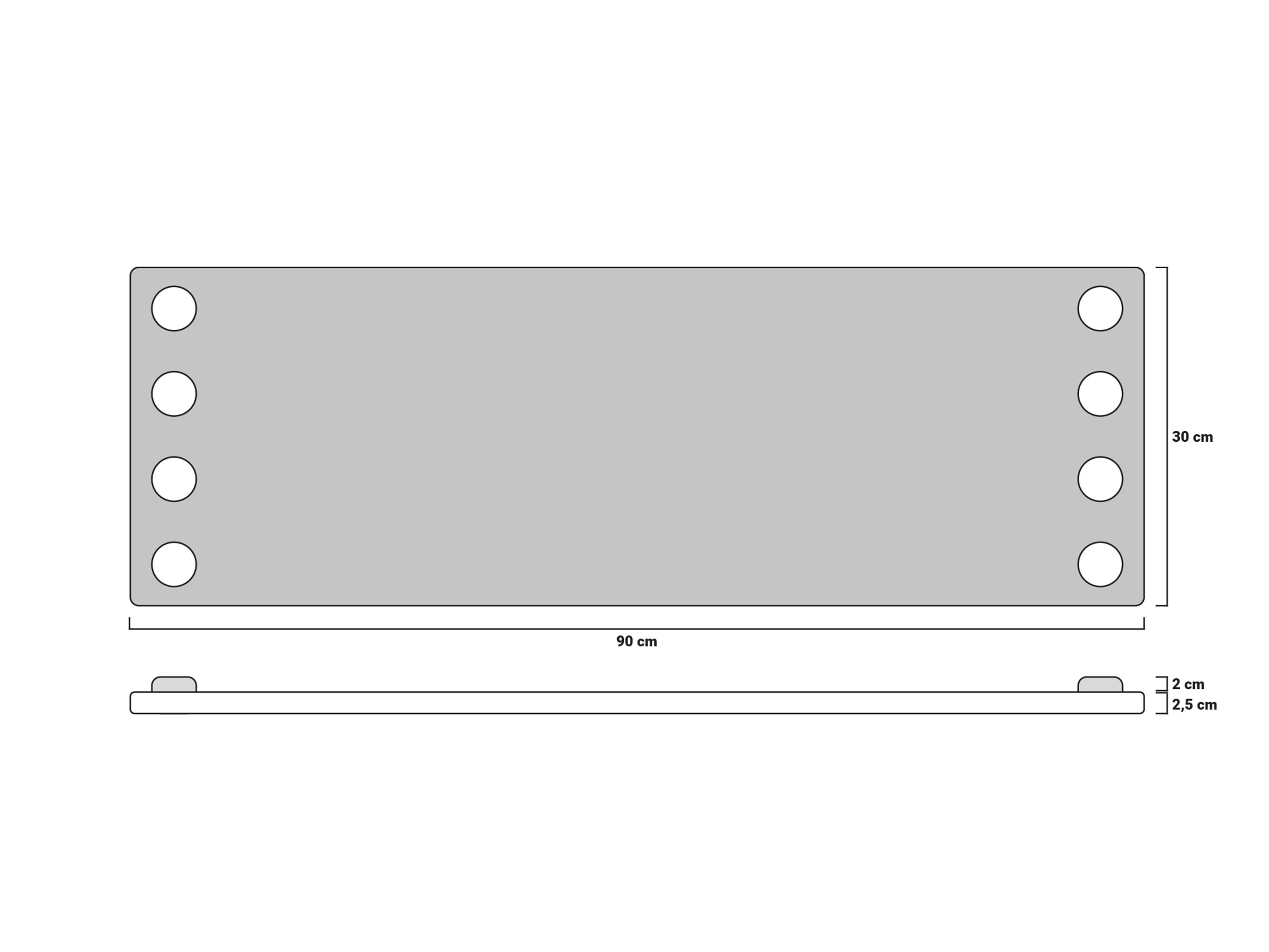 XXL-Funblocks Maßskizze vom Regalplatten-Set