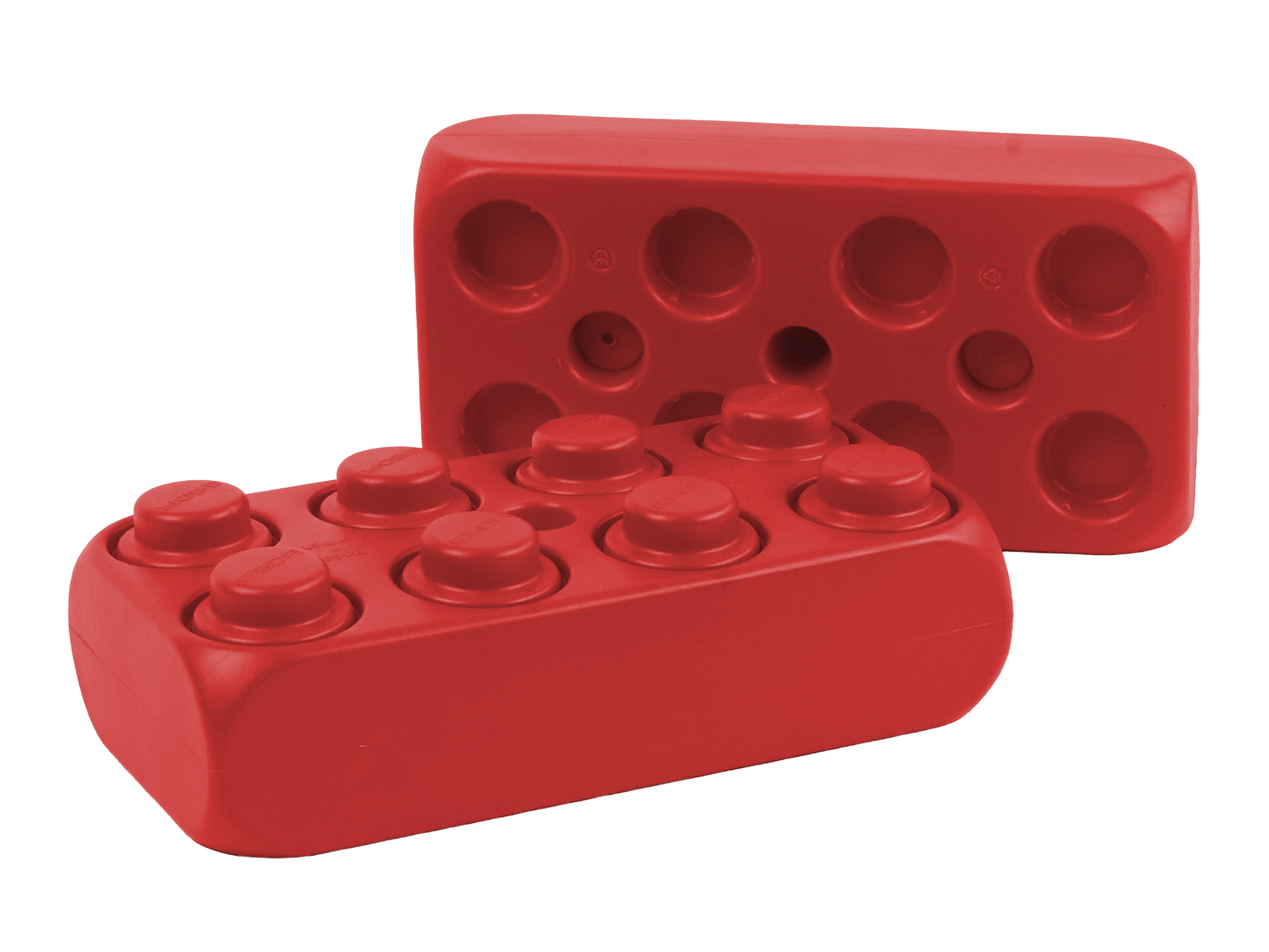 XXL Spielbaustein achter Vorder- und Rückansicht rot